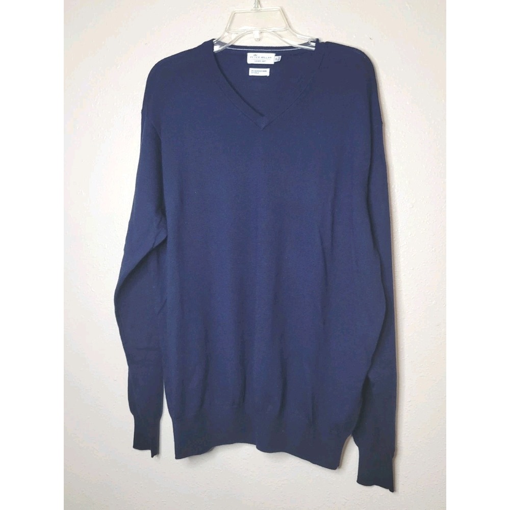Peter Millar Sweater Mens XL Navy Blue V Neck Knit Pullover Lightweight Adult - Picture 2 of 12